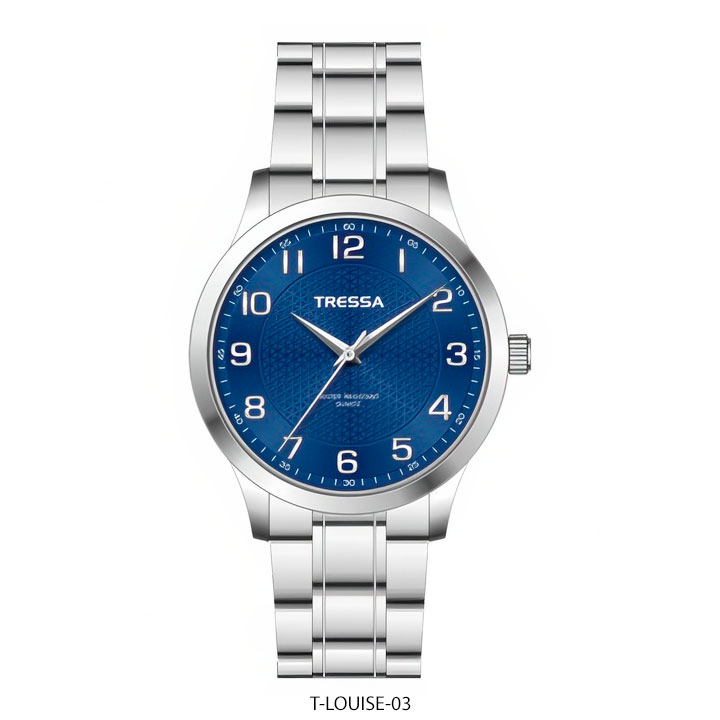 Reloj Tressa Louise T-LOUISE-03 para mujer, plateado con fondo azul
